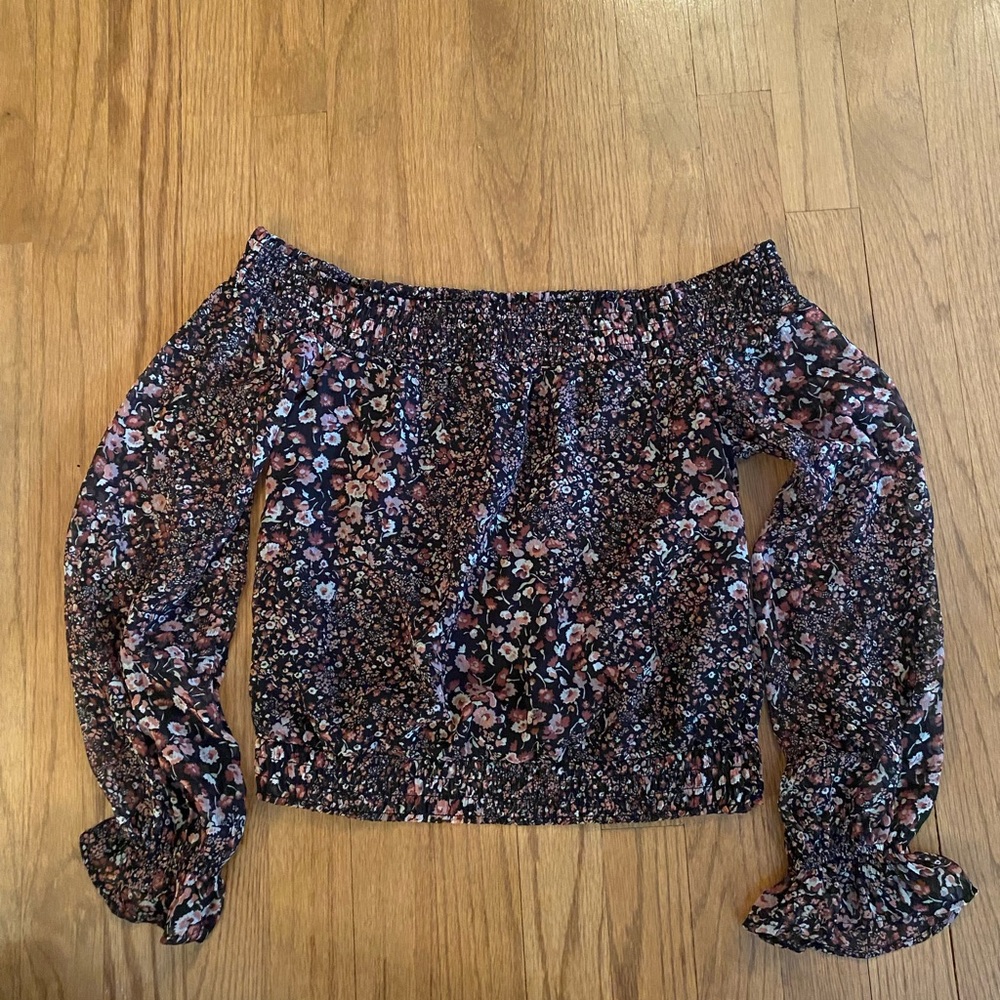 A&F off the shoulder chiffon blouse